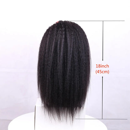 150% Natural Black Kinky Straight 13x4 Lace Frontal Yaki Straight Human Hair Wig