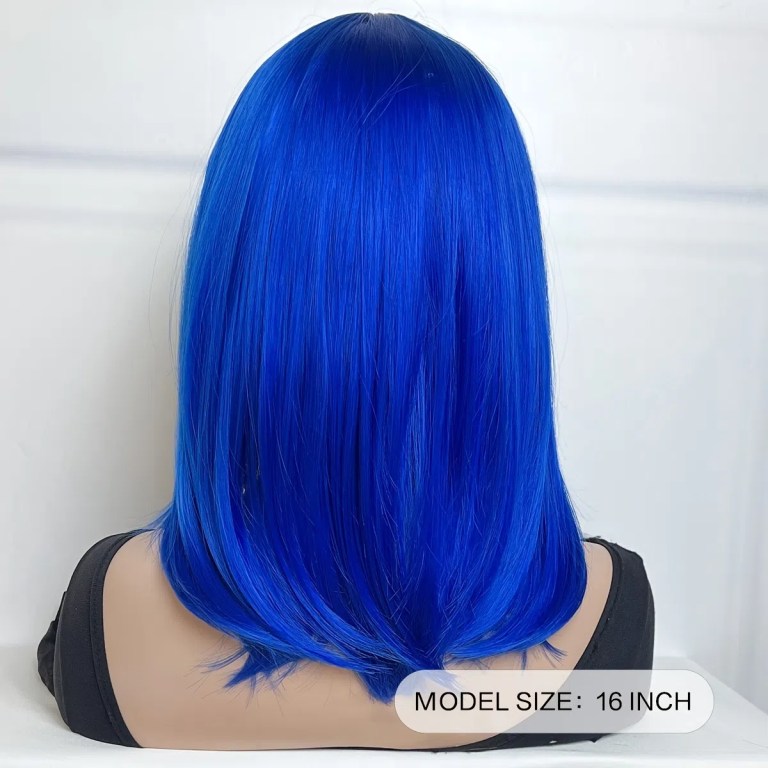 Blue Bob Wig With Bangs