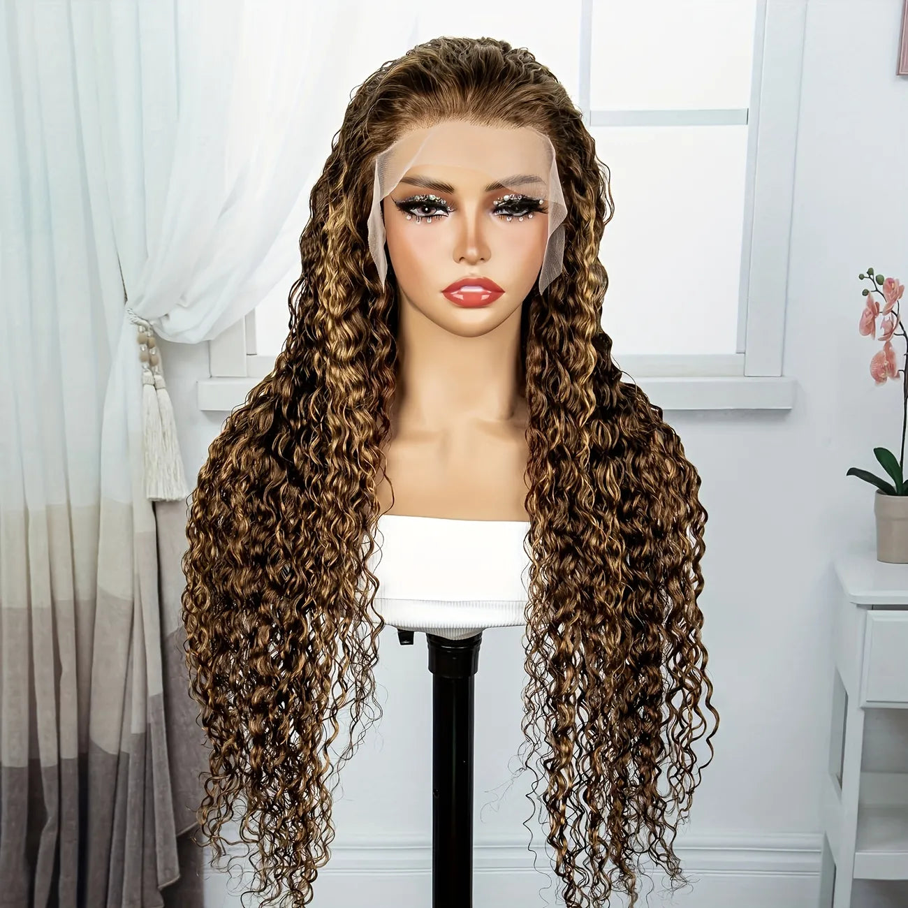 180% Ombré Honey Blonde 13x4 Lace Front Deep Wave Curly Lace Front Human Hair Wig