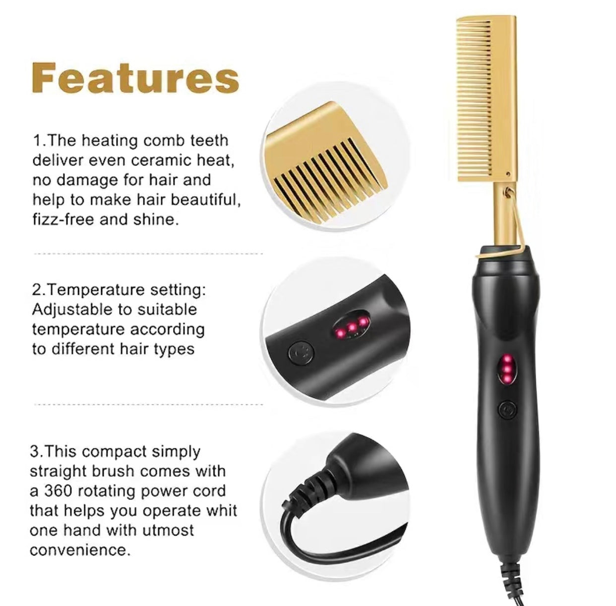 2 in 1 Hot comb straightner all features