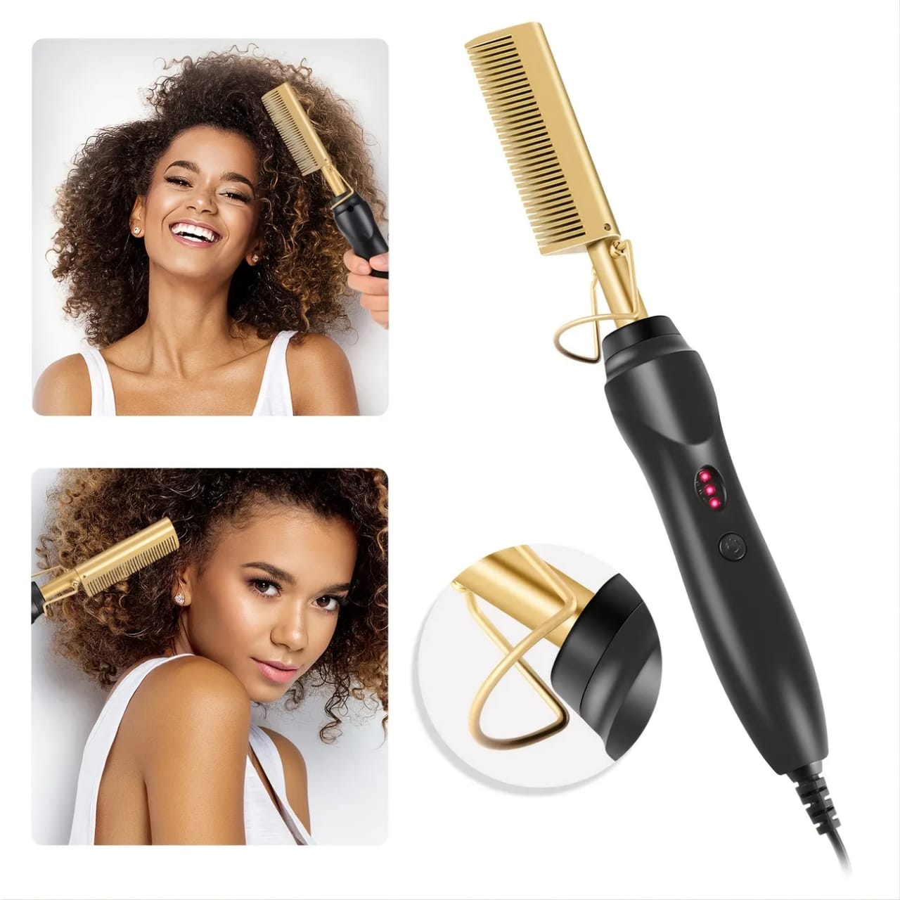 2 in 1 Hot comb straightner in use