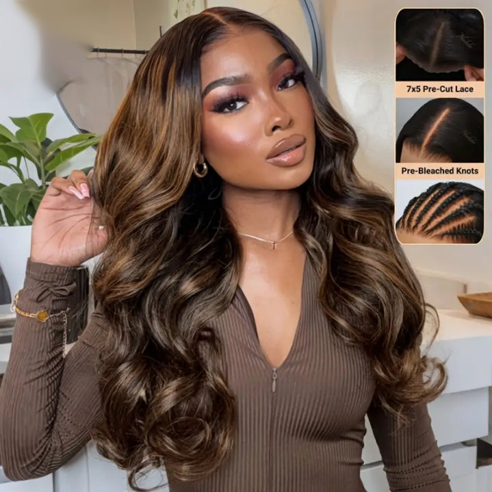 150% Ombré Highlights Honey Blonde 7x5 HD Lace Frontal Body Wave Human Hair Wig