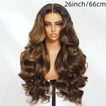 150% Ombré Highlights Honey Blonde 7x5 HD Lace Frontal Body Wave Human Hair Wig