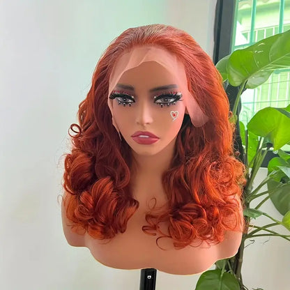 Ginger Orange Double Drawn Romance Curly Lace Frontal Human Hair Wigs