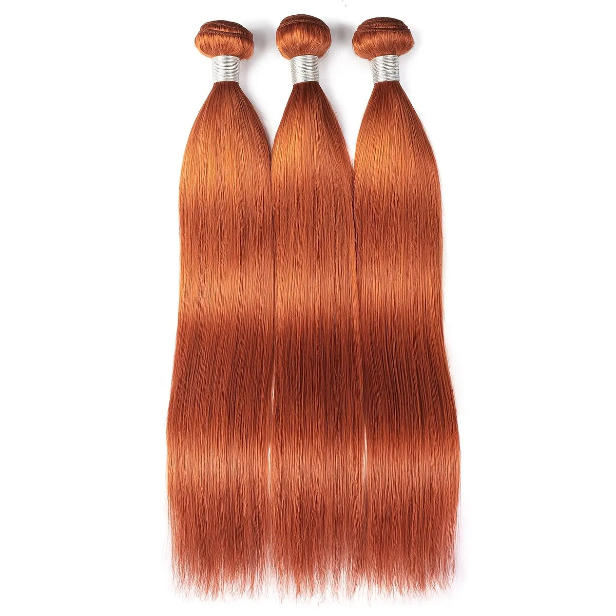 Ginger Orange Straight Brazilian Human hair 3 PCs Bundles with 4x4 lace Closure (Free Part)