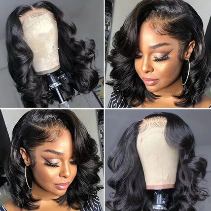 Natural Black 4x4 Closure Lace Human Hair Bob Wig