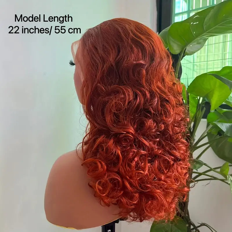 Ginger Orange Double Drawn Romance Curly Lace Frontal Human Hair Wigs