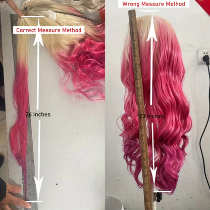 Ombré Pink &amp; Blonde Body Wavy Lace Front Wig in 26 Inches