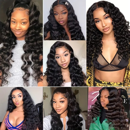 180% Natural Black 13x4 T Part Lace Frontal Transparent Pre Plucked Lace Front Human Hair Deep Wave Wig