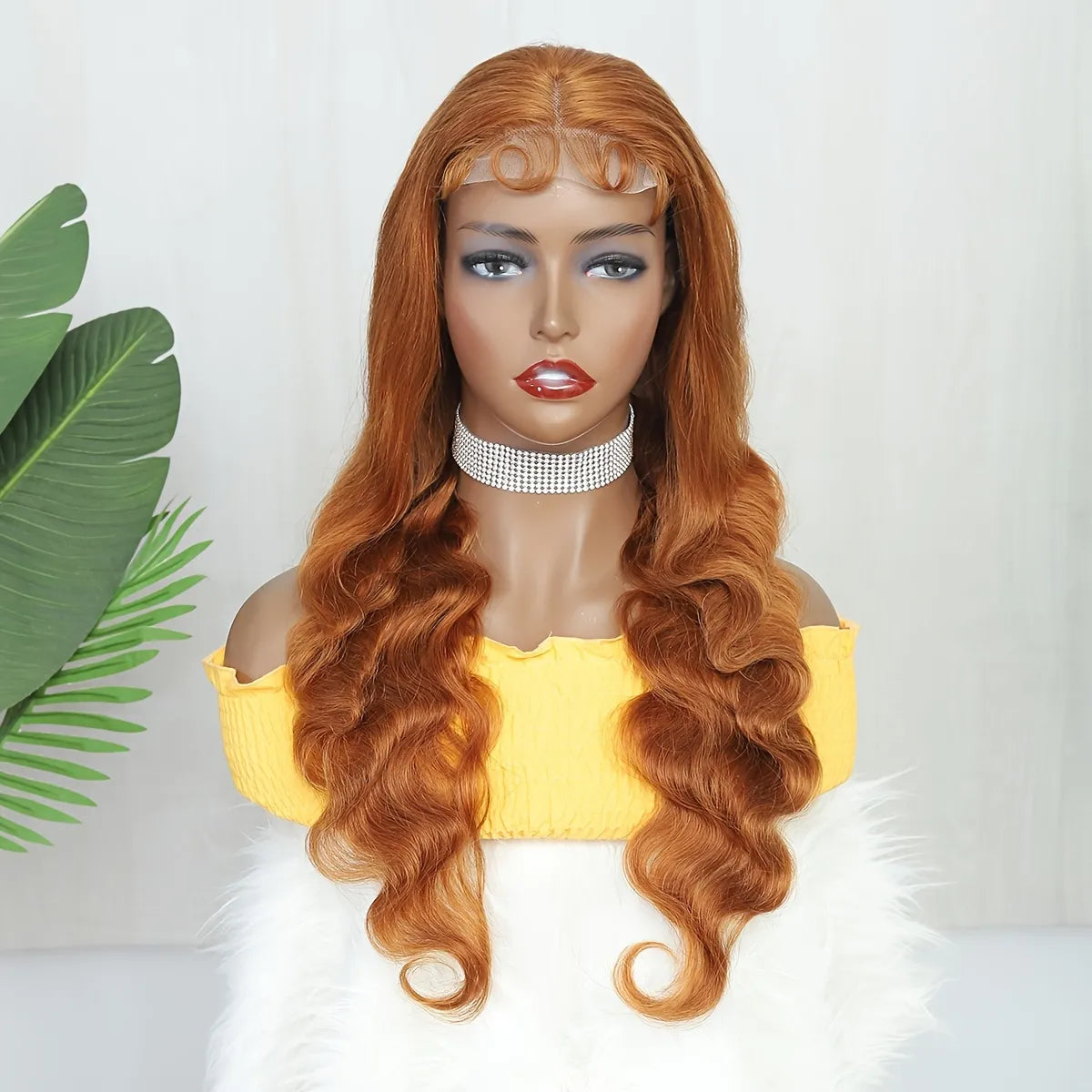 Turmeric Colored Human Hair Body Wave Wig