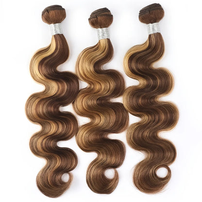 Ombre Honey Blonde Body Wave Brazilian Human Hair Bundles With 4x4 Lace Closure