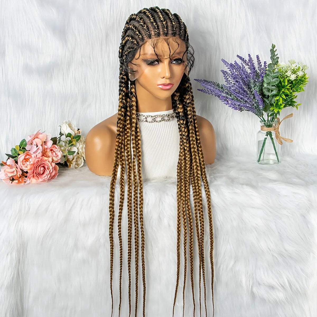 Layered Cornrows Braids Wigs 100% Handmade