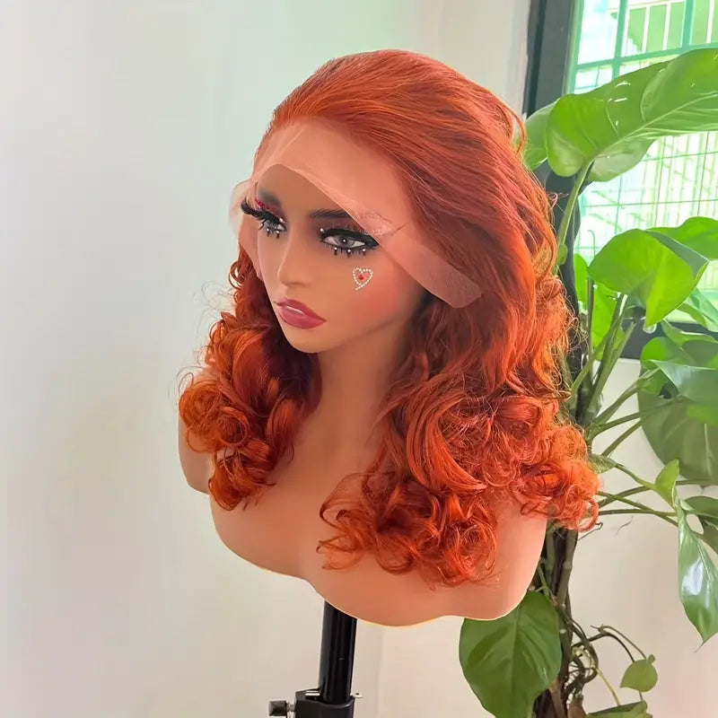 Ginger Orange Double Drawn Romance Curly Lace Frontal Human Hair Wigs