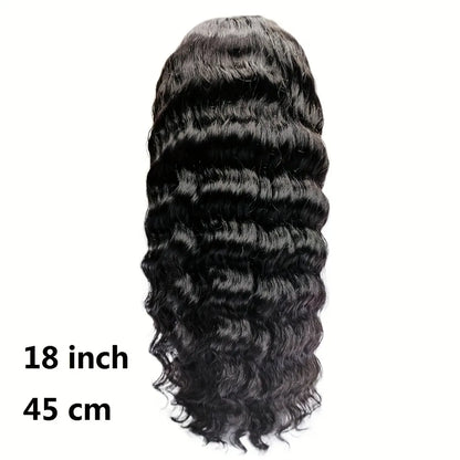 180% Natural Black 13x4 T Part Lace Frontal Transparent Pre Plucked Lace Front Human Hair Deep Wave Wig