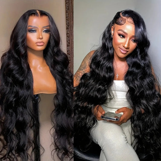 180% Natural Black 13x6 Lace Frontal Brazilian Remy Body Wave Human Hair Wig