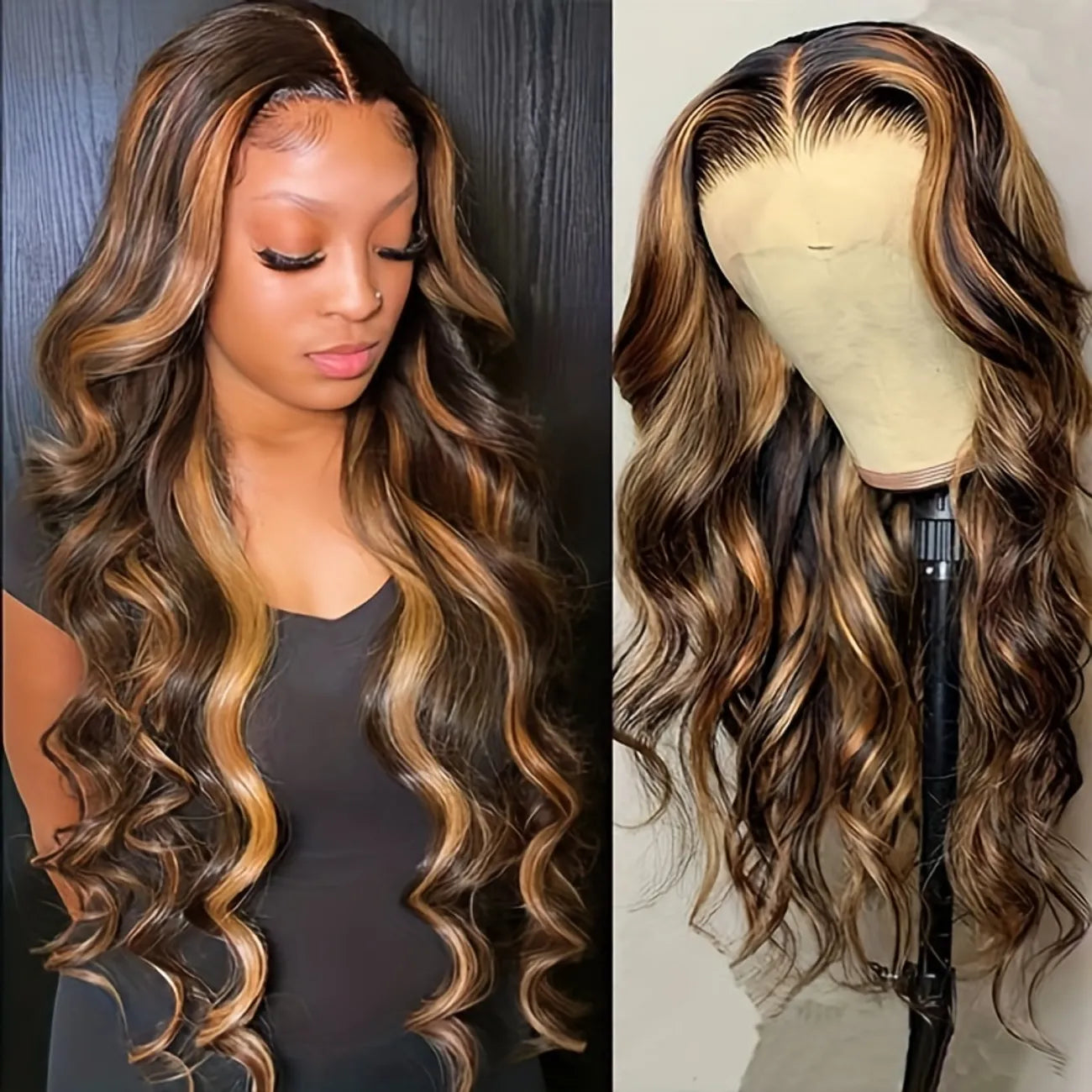 180% Ombré Highlights P1B/30 Honey Blonde 13x4 Lace Frontal Body Wave Human Hair Wig