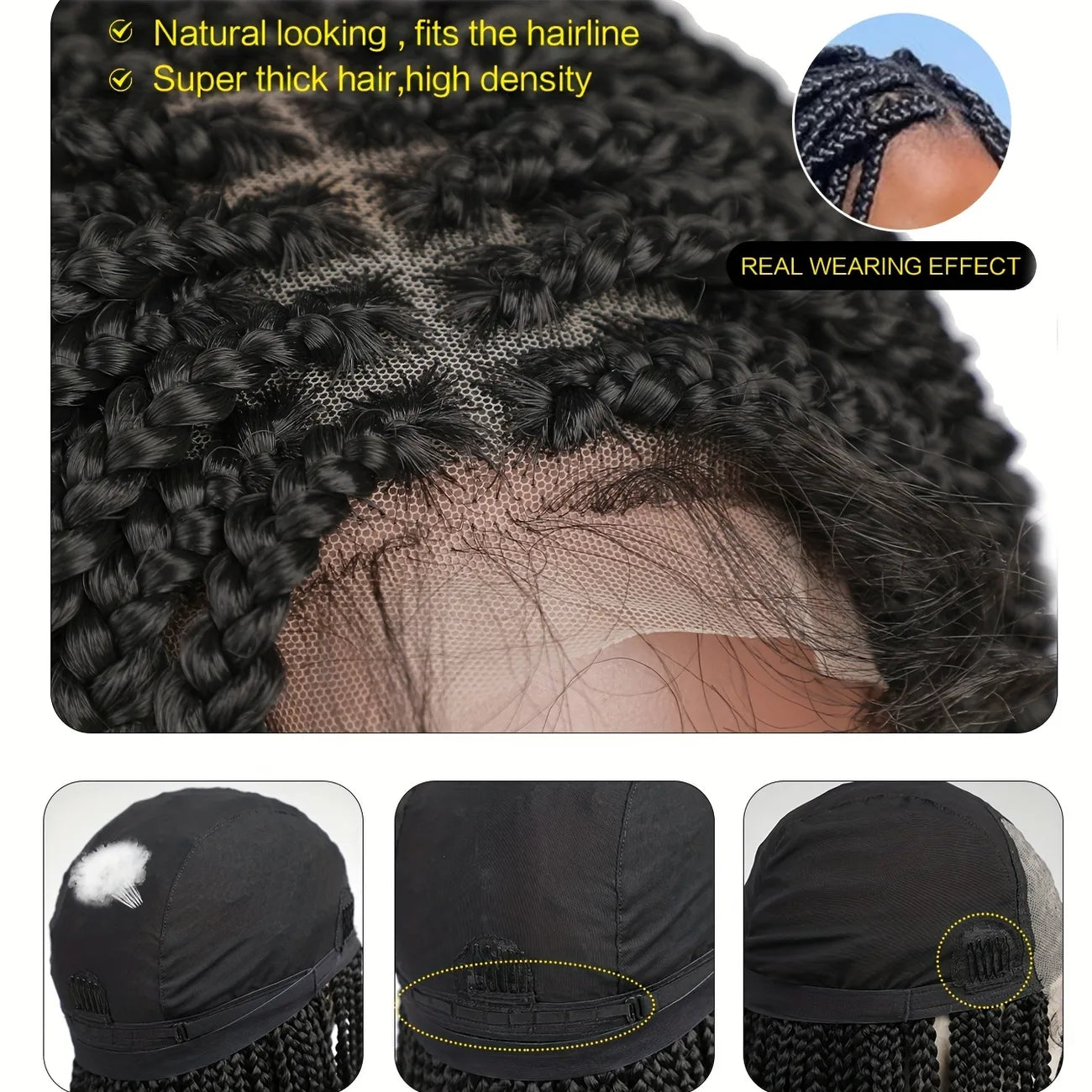 Braided Lace Wig Medium Braids 100% Handmade