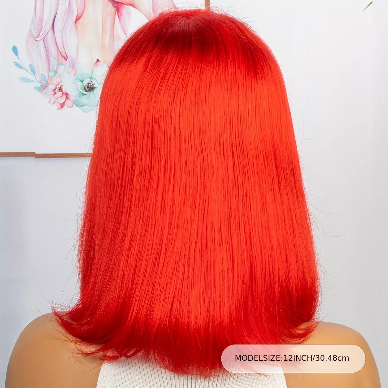 200% Density Bright Red 13x4 Lace Frontal Straight Brazilian Remy Human Hair Bob Wig