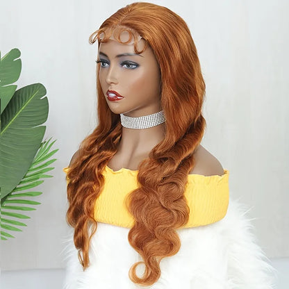 Turmeric Colored Human Hair Body Wave Wig