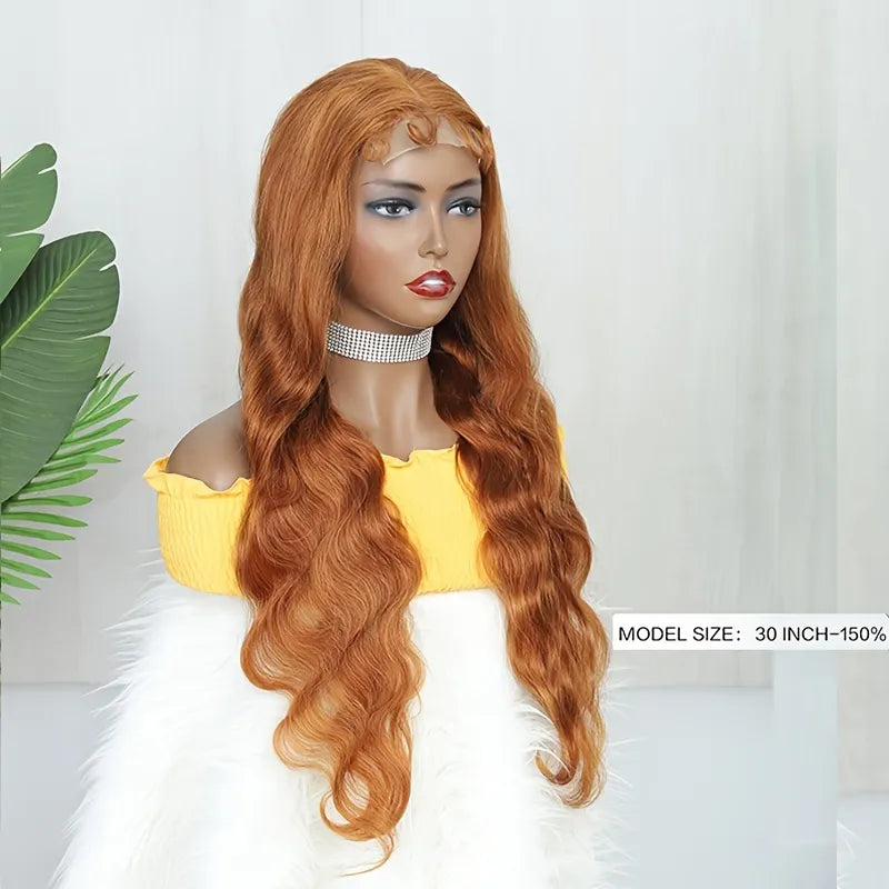 Turmeric Colored Human Hair Body Wave Wig