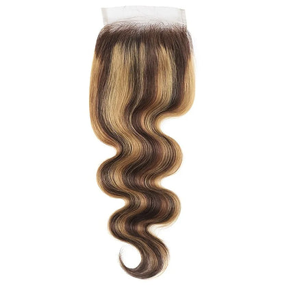 Ombre Honey Blonde Body Wave Brazilian Human Hair Bundles With 4x4 Lace Closure