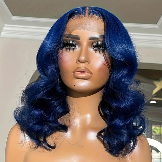 180% Dark Blue 13x4 Lace Frontal Brazilian Remy Body Wave Human Hair Wig