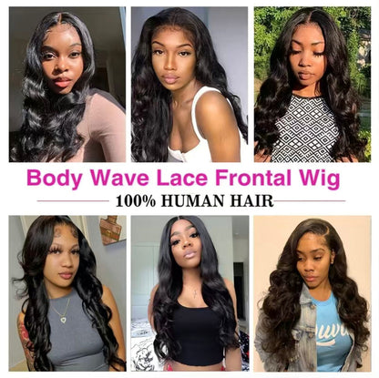 180% Natural Black 13x4 Lace Front Brazilian Remy Human Hair Body Wave Wig