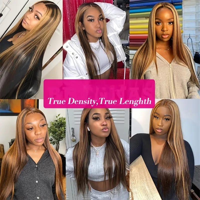 150% Ombré Honey Blonde 13x4 Lace Front Brazilian Remy Human Hair Silky Straight Wig