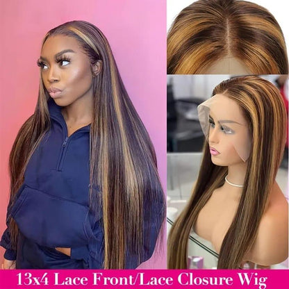 150% Ombré Honey Blonde 13x4 Lace Front Brazilian Remy Human Hair Silky Straight Wig