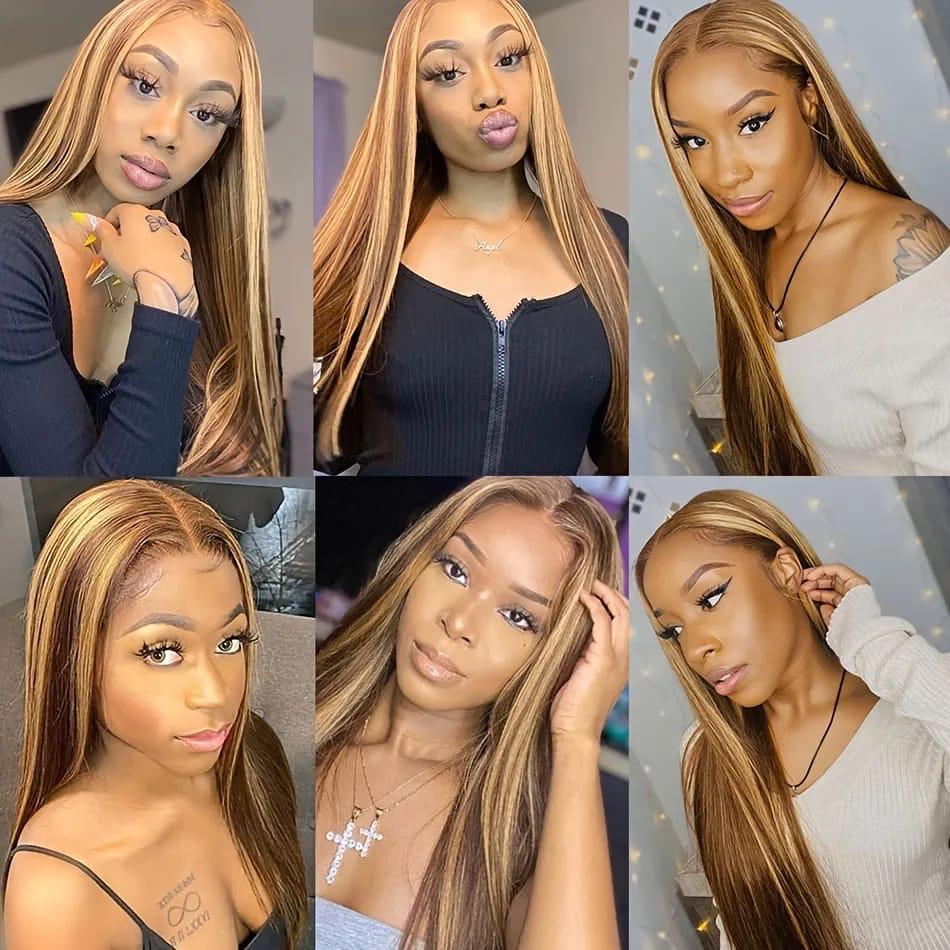 150% Ombré Honey Blonde 13x4 Lace Front Brazilian Remy Human Hair Silky Straight Wig