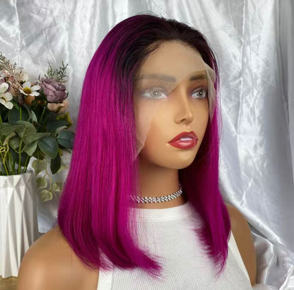 Ombré Pink 13x4 Lace Frontal Remy Human Hair Bob Wig