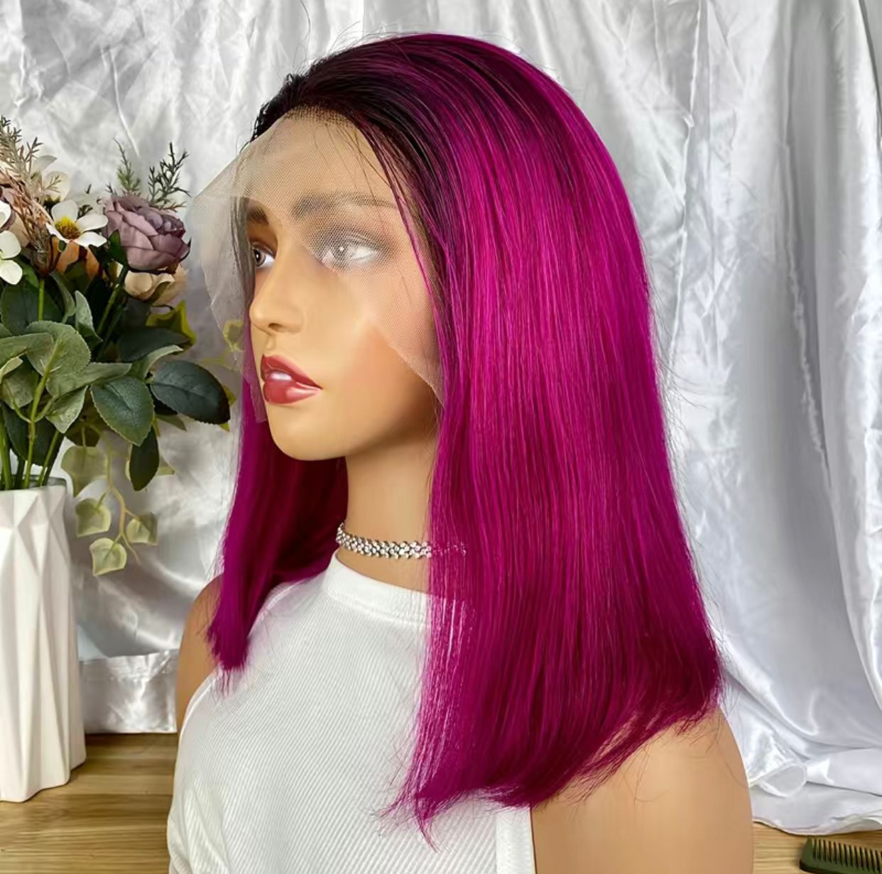 Ombré Pink 13x4 Lace Frontal Remy Human Hair Bob Wig