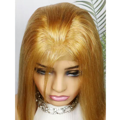 150% #27 Golden Blonde 4×4 Closure Lace Human Hair Bob Wig