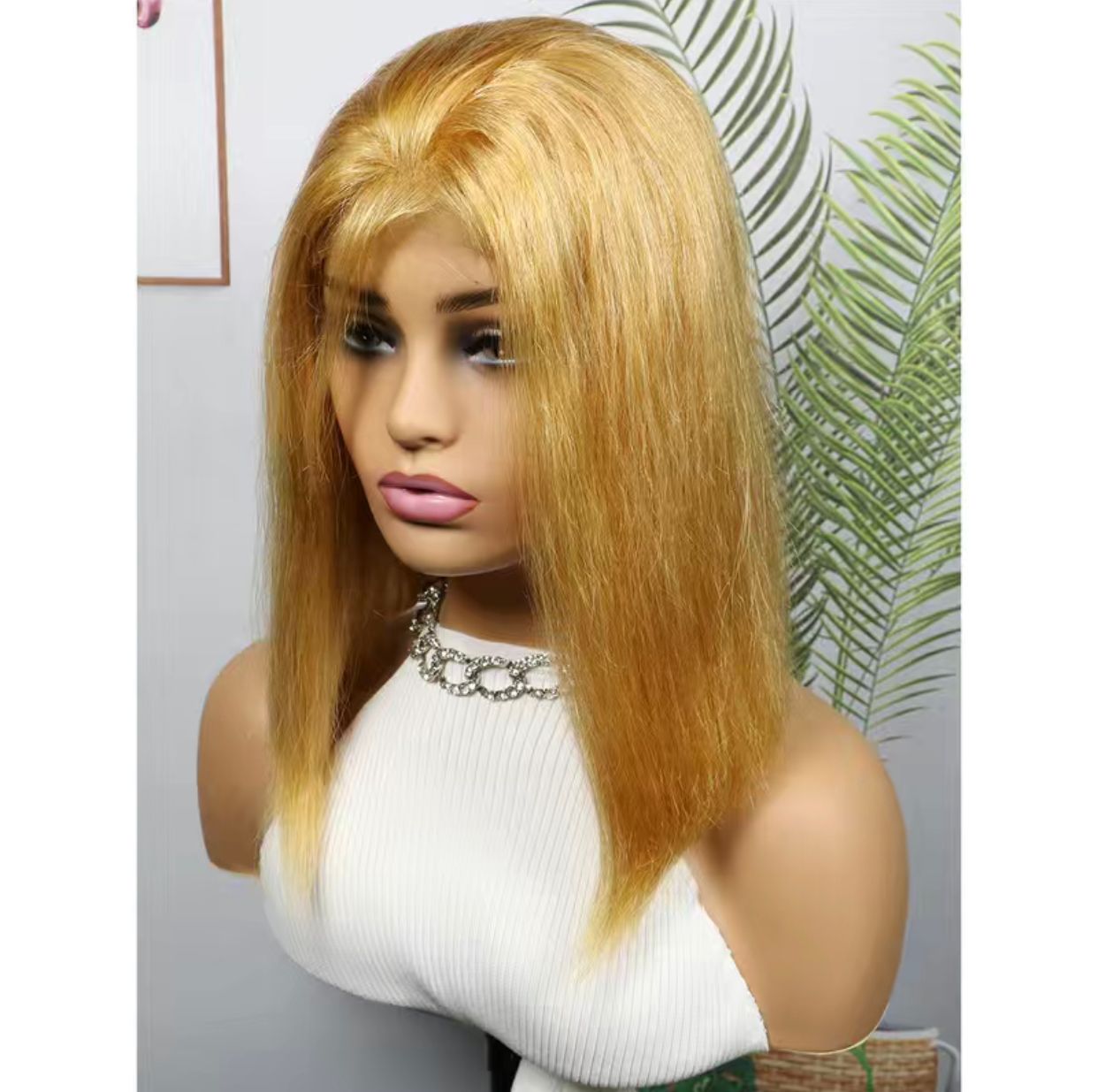 150% #27 Golden Blonde 4×4 Closure Lace Human Hair Bob Wig