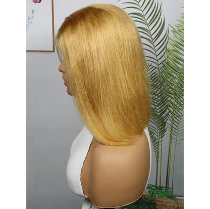 150% #27 Golden Blonde 4×4 Closure Lace Human Hair Bob Wig