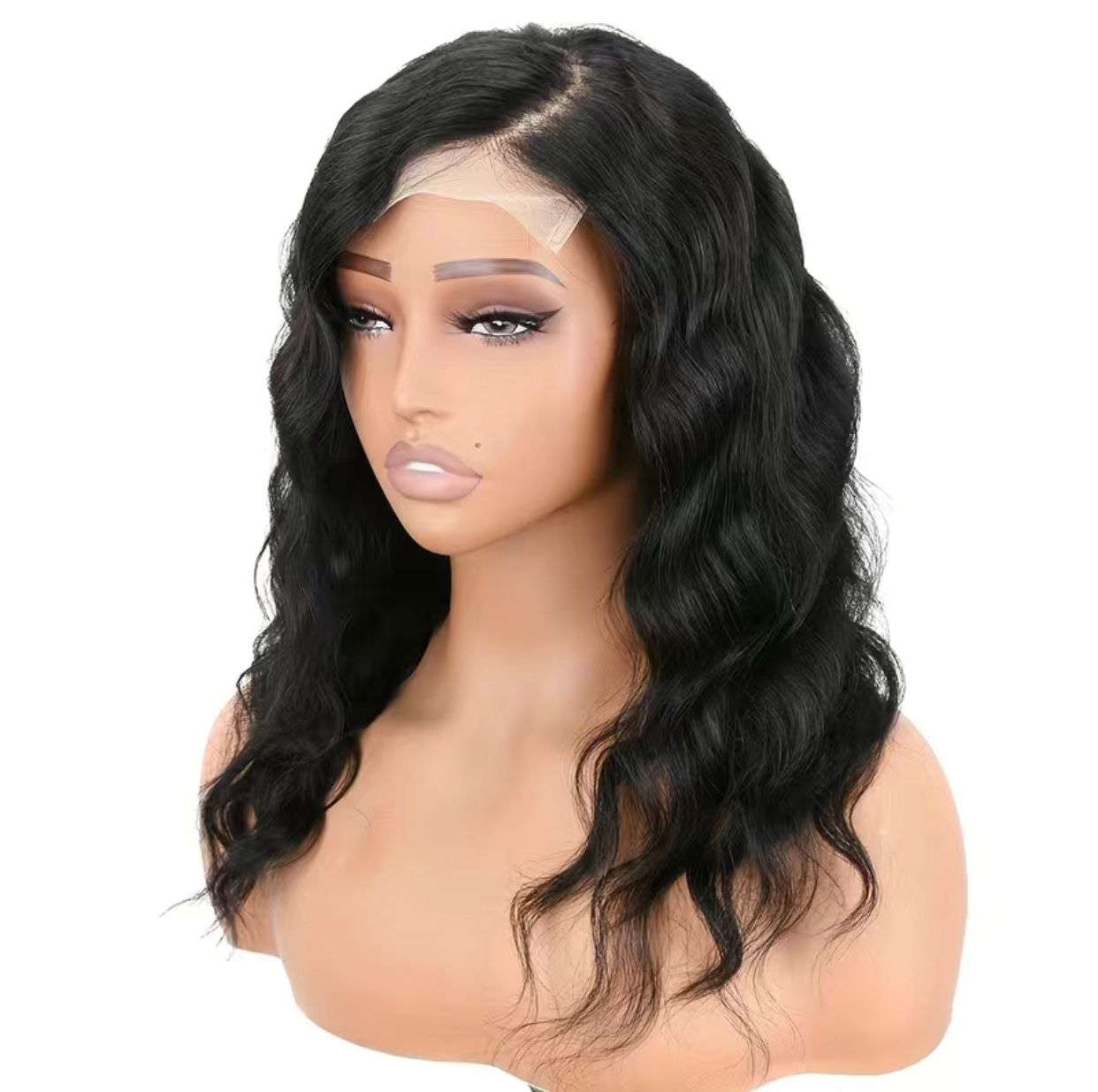 C Part 4×4 Lace Closure HD Transparent Human Hair Body Wave Lace Front Wig