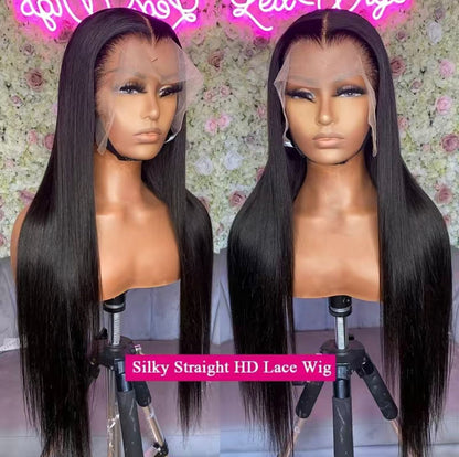 150% Density 13x4 Brazilian Virgin Human Hair HD Lace Frontal Wig with Natural Hairline