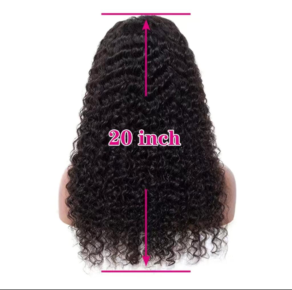 180% Density Natural Black Kinky Curly 13x4 Lace Frontal Brazilian Human Hair Wig