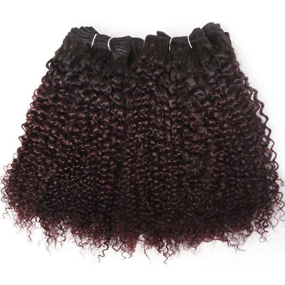 6Pcs Brazilian Jerry Curl Human Hair Bundles in T99J (Burgundy)