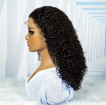 Natural Black 200% Double Drawn 13x4 Lace Burmese Curly Wig