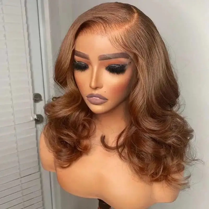 Body Wave Lace Front Wig, Dark Brown to Honey Brown, 180% Density HD Lace, Pre-Plucked Human Hair