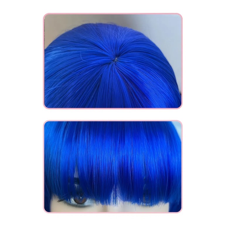 Blue Bob Wig With Bangs