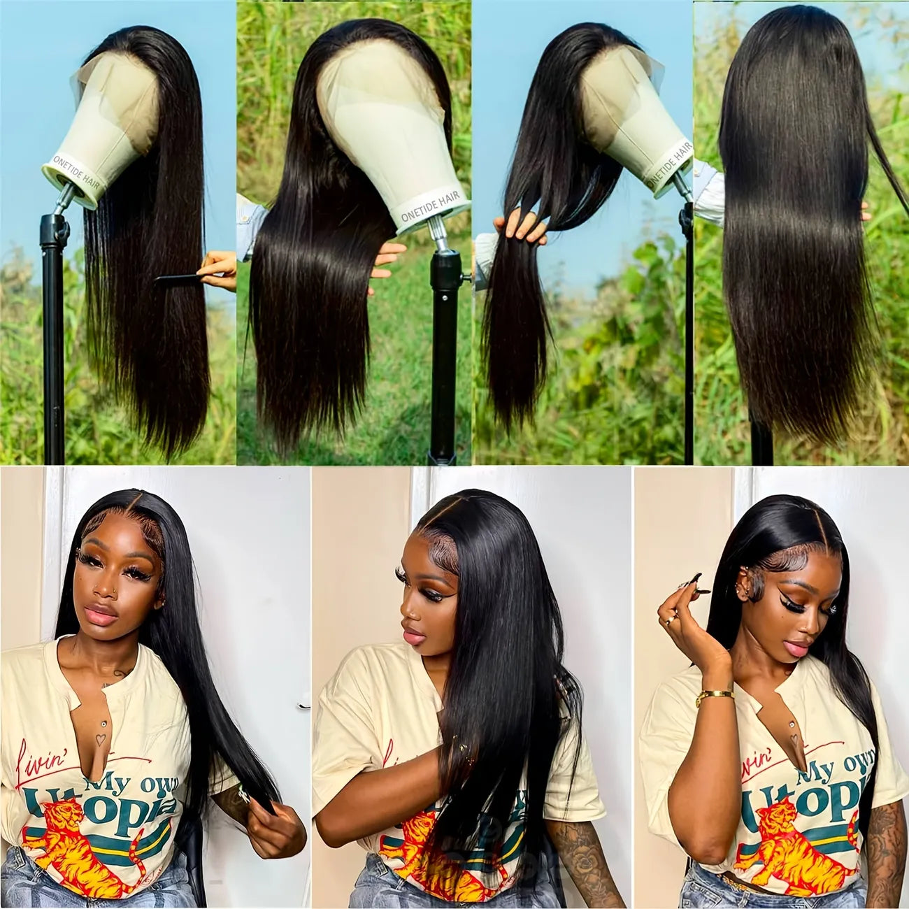 150% Natural Black 13x4 Lace Front Brazilian Remy Human Hair Silky Straight Wig