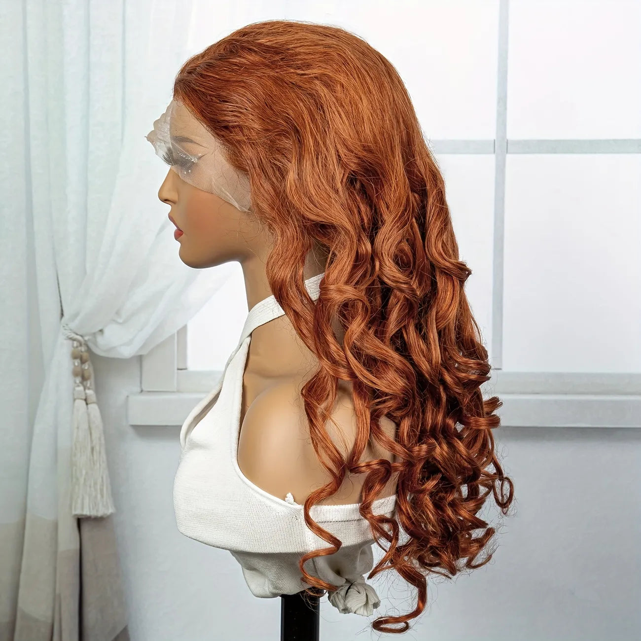 180% Ginger Orange Human Hair Loose Wave Pre-Plucked 13x4 Lace Frontal Glueless Wig