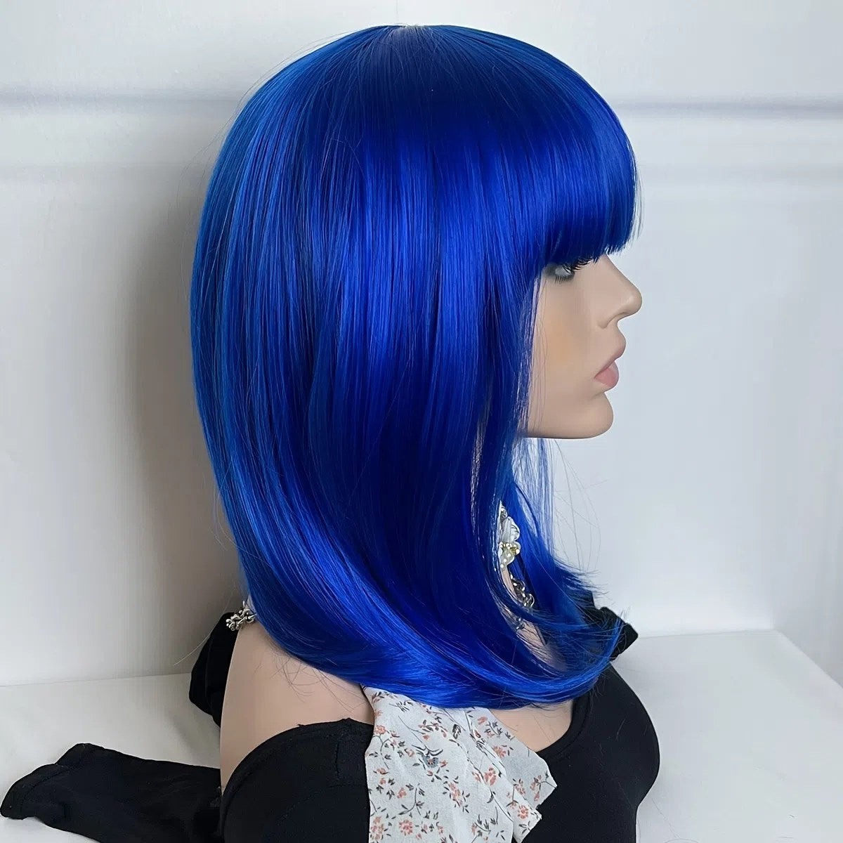 Blue Bob Wig With Bangs