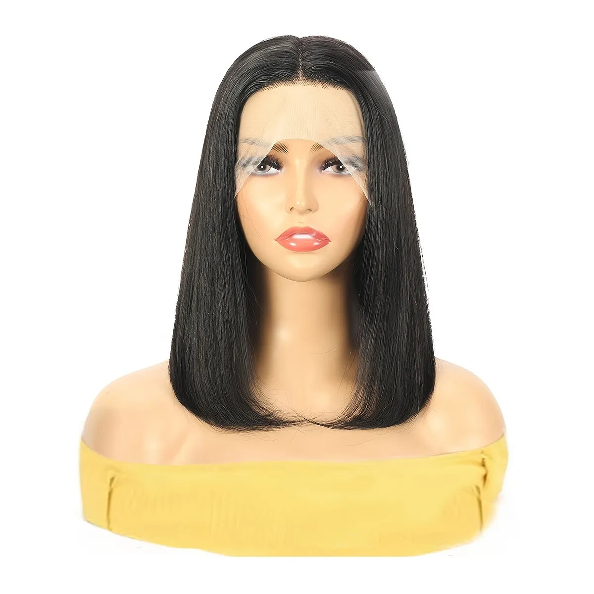 Natural Black 13×4 Lace Frontal Remy Straight Human Hair Bob Wig