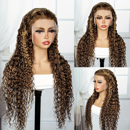 180% Ombré Honey Blonde 13x4 Lace Front Deep Wave Curly Lace Front Human Hair Wig