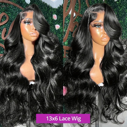 180% Natural Black 13x6 Lace Frontal Brazilian Remy Body Wave Human Hair Wig