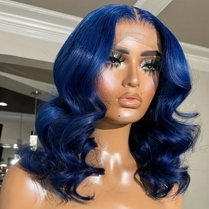 180% Dark Blue 13x4 Lace Frontal Brazilian Remy Body Wave Human Hair Wig