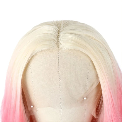 Ombré Pink &amp; Blonde Body Wavy Lace Front Wig in 26 Inches